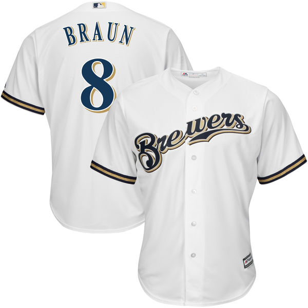 Brewers #8 Ryan Braun White Cool Base Stitched Youth MLB Jersey